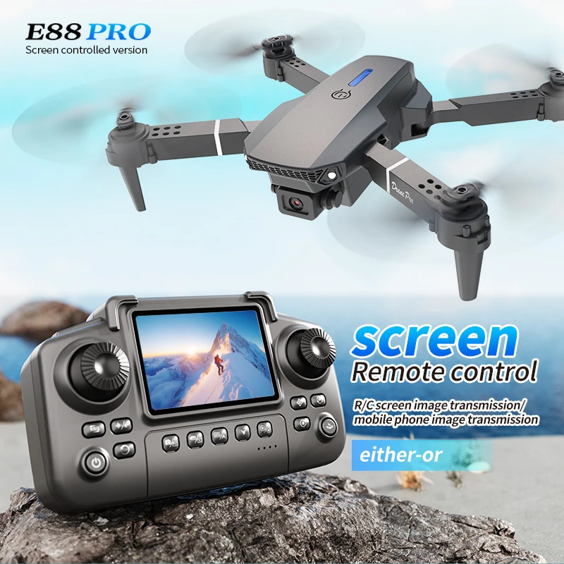 Rc Helicopter Electric - Profesjonalny dron E88 PRO z ekranem