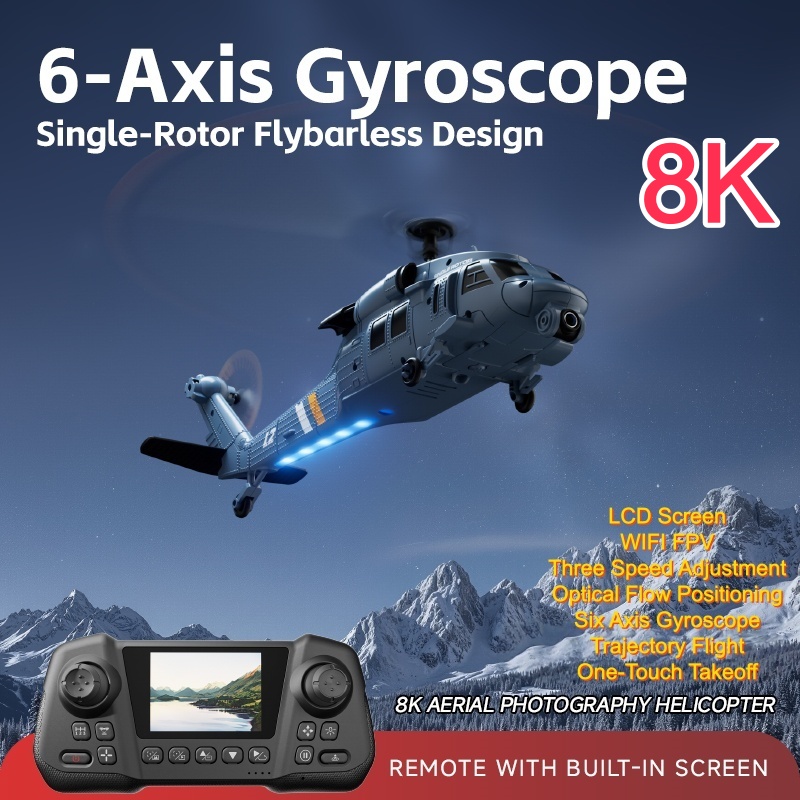 Rc Helicopter Single Rotor - Helikopter wojskowy zdalnie sterowany z ekranem,